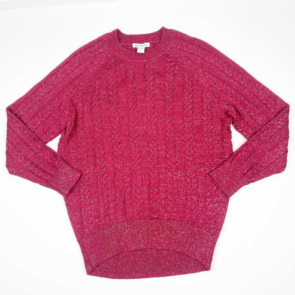 Athleta Decadent Red Metallic Crossroads Crew Sweater Small